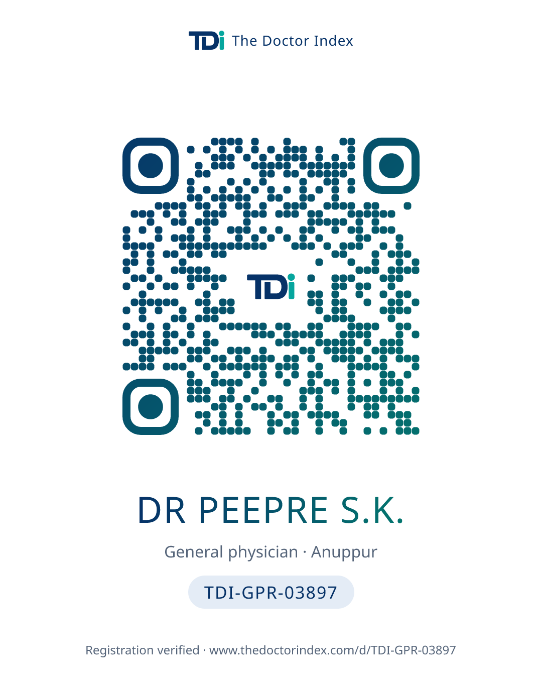 QR card for Dr Peepre S.K., TDI-GPR-03897