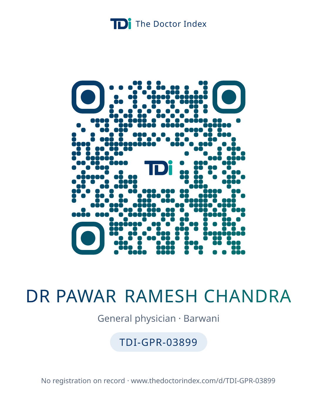 QR card for Dr Pawar Ramesh Chandra, TDI-GPR-03899