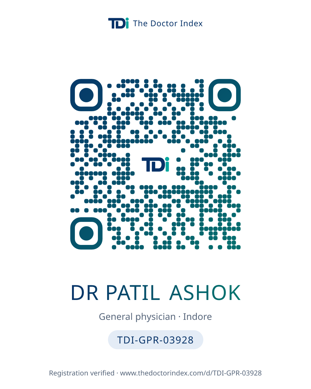 QR card for Dr Patil Ashok, TDI-GPR-03928