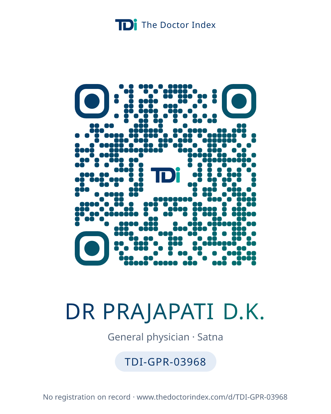 QR card for Dr Prajapati D.K., TDI-GPR-03968
