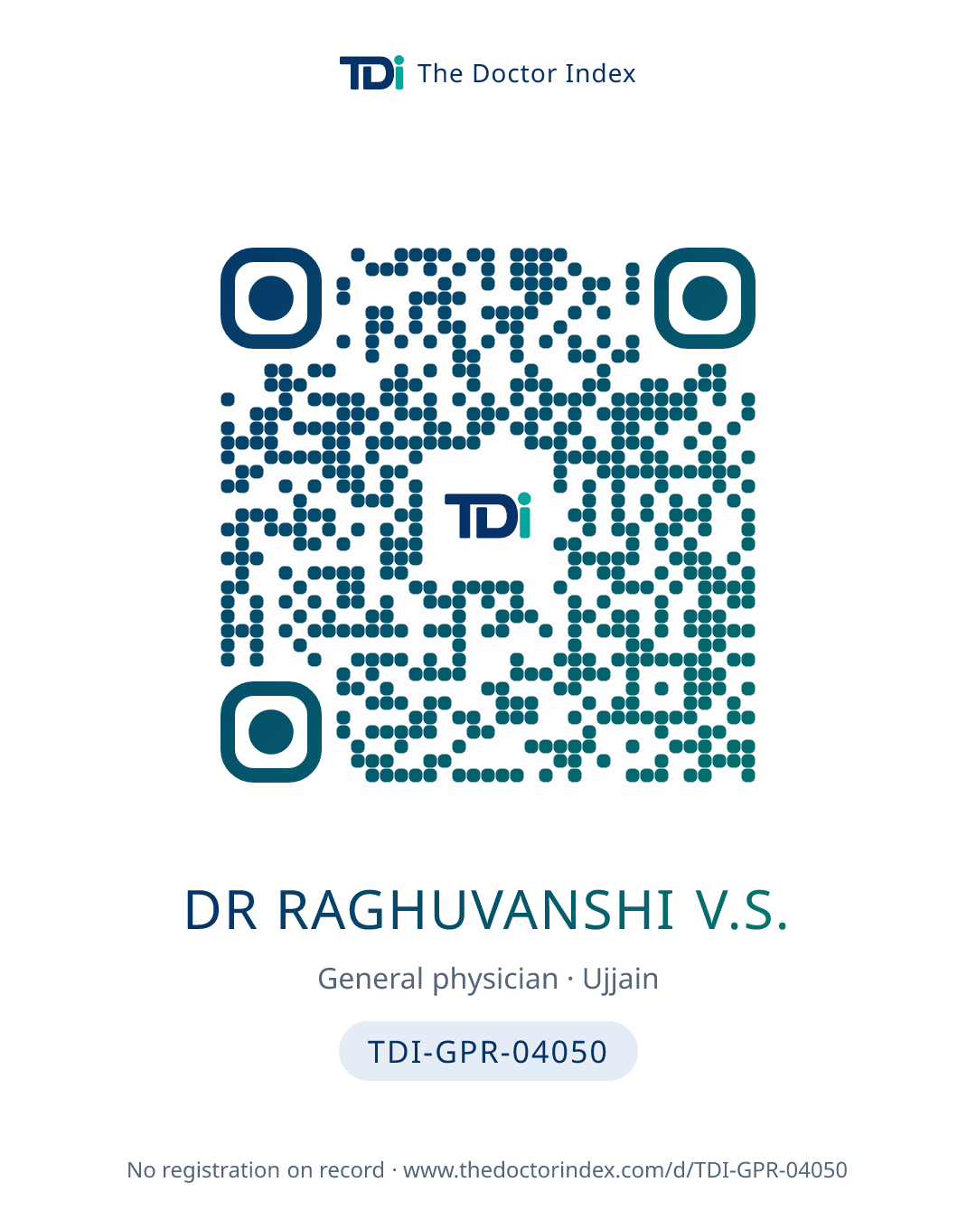 QR card for Dr Raghuvanshi V.S., TDI-GPR-04050