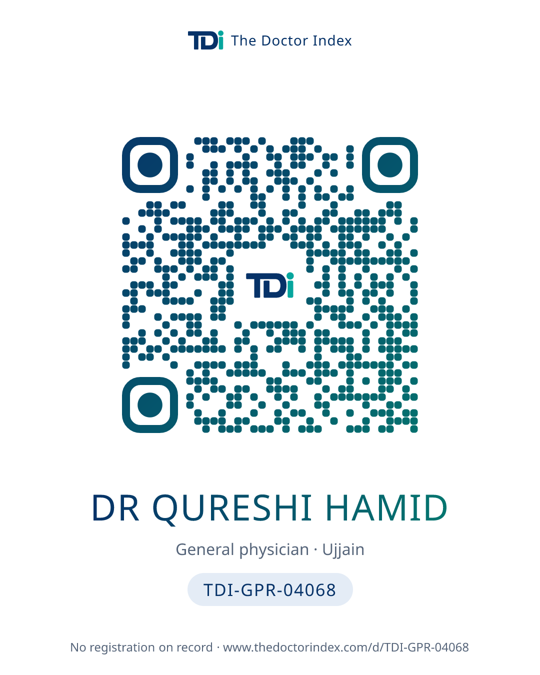 QR card for Dr Qureshi Hamid, TDI-GPR-04068