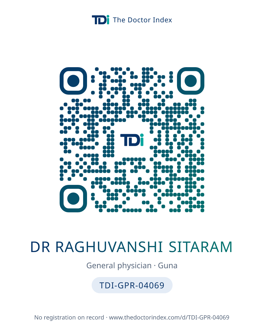 QR card for Dr Raghuvanshi Sitaram, TDI-GPR-04069