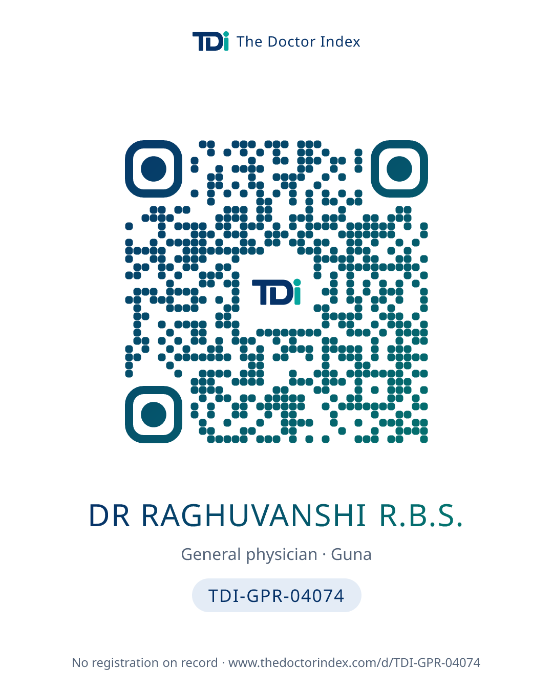 QR card for Dr Raghuvanshi R.B.S., TDI-GPR-04074