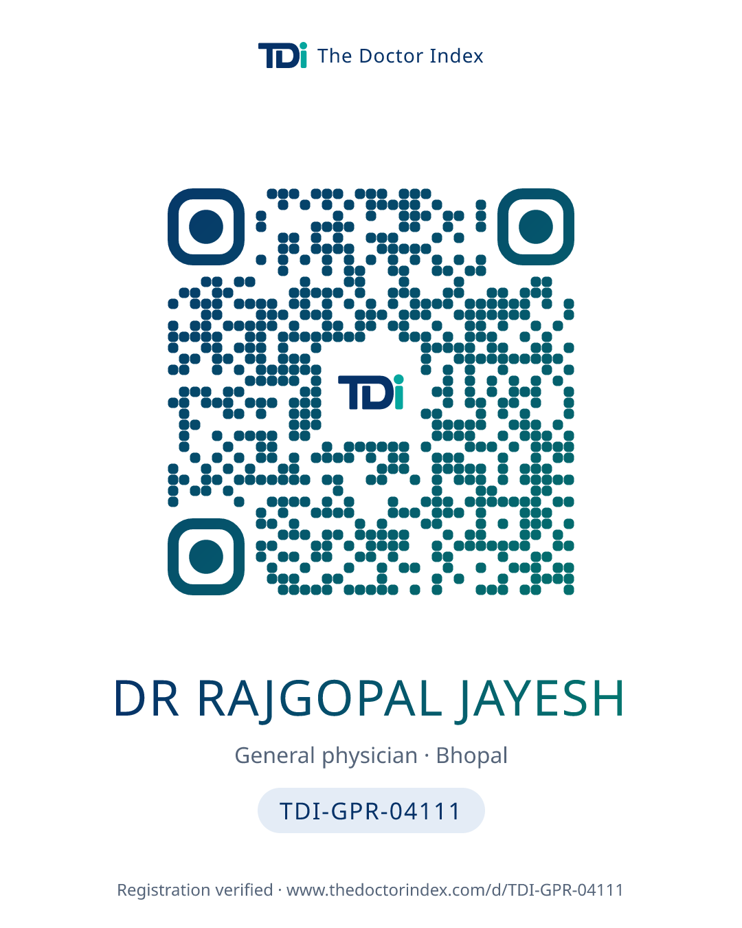 QR card for Dr Rajgopal Jayesh, TDI-GPR-04111