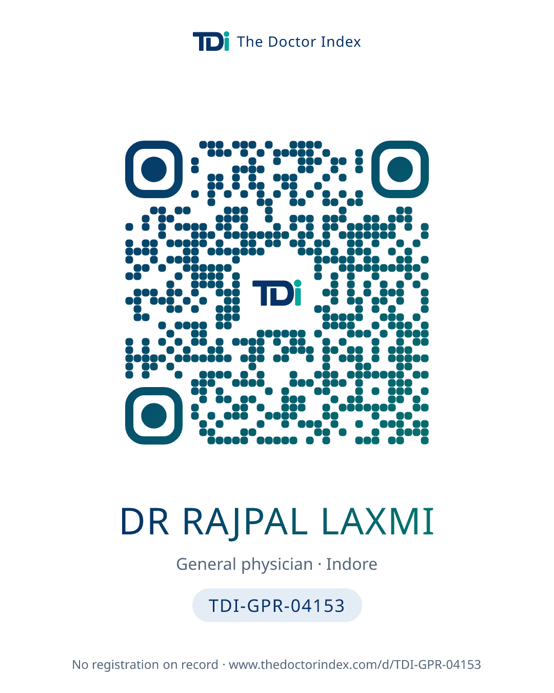 QR card for Dr Rajpal Laxmi, TDI-GPR-04153