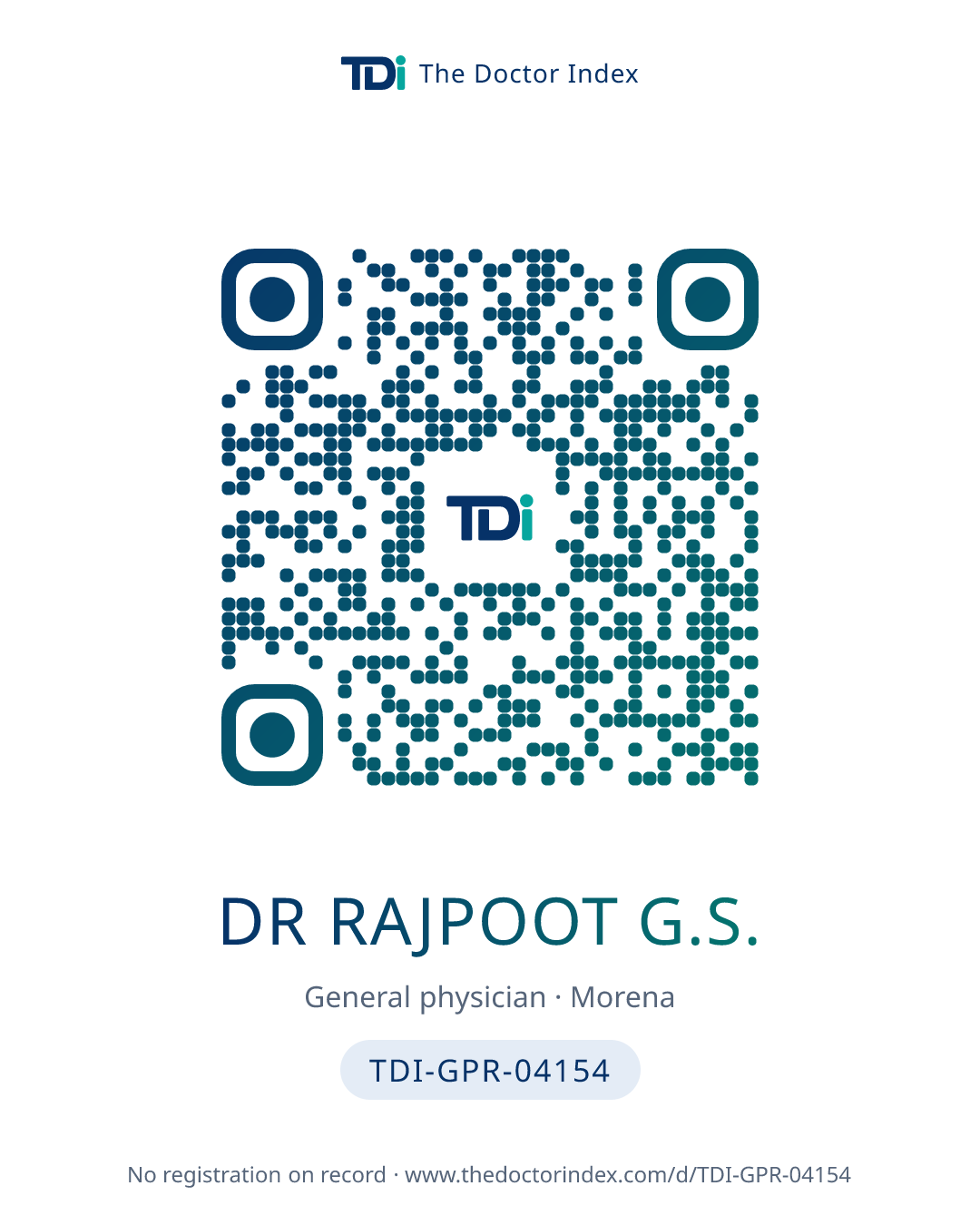 QR card for Dr Rajpoot G.S., TDI-GPR-04154