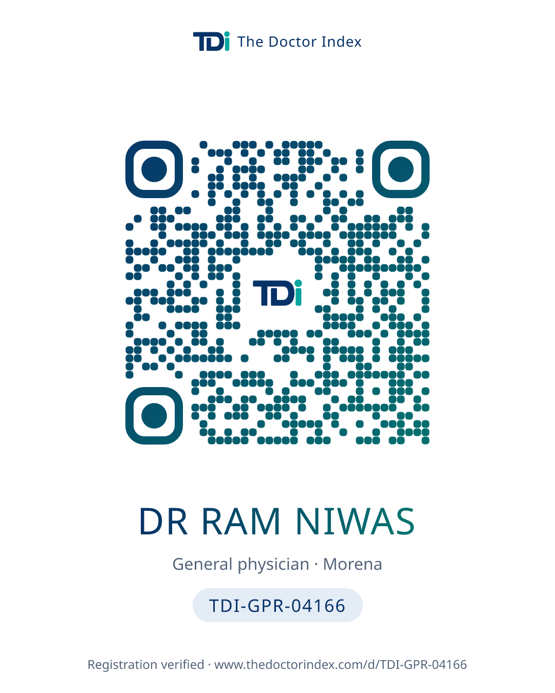 QR card for Dr Ram Niwas, TDI-GPR-04166