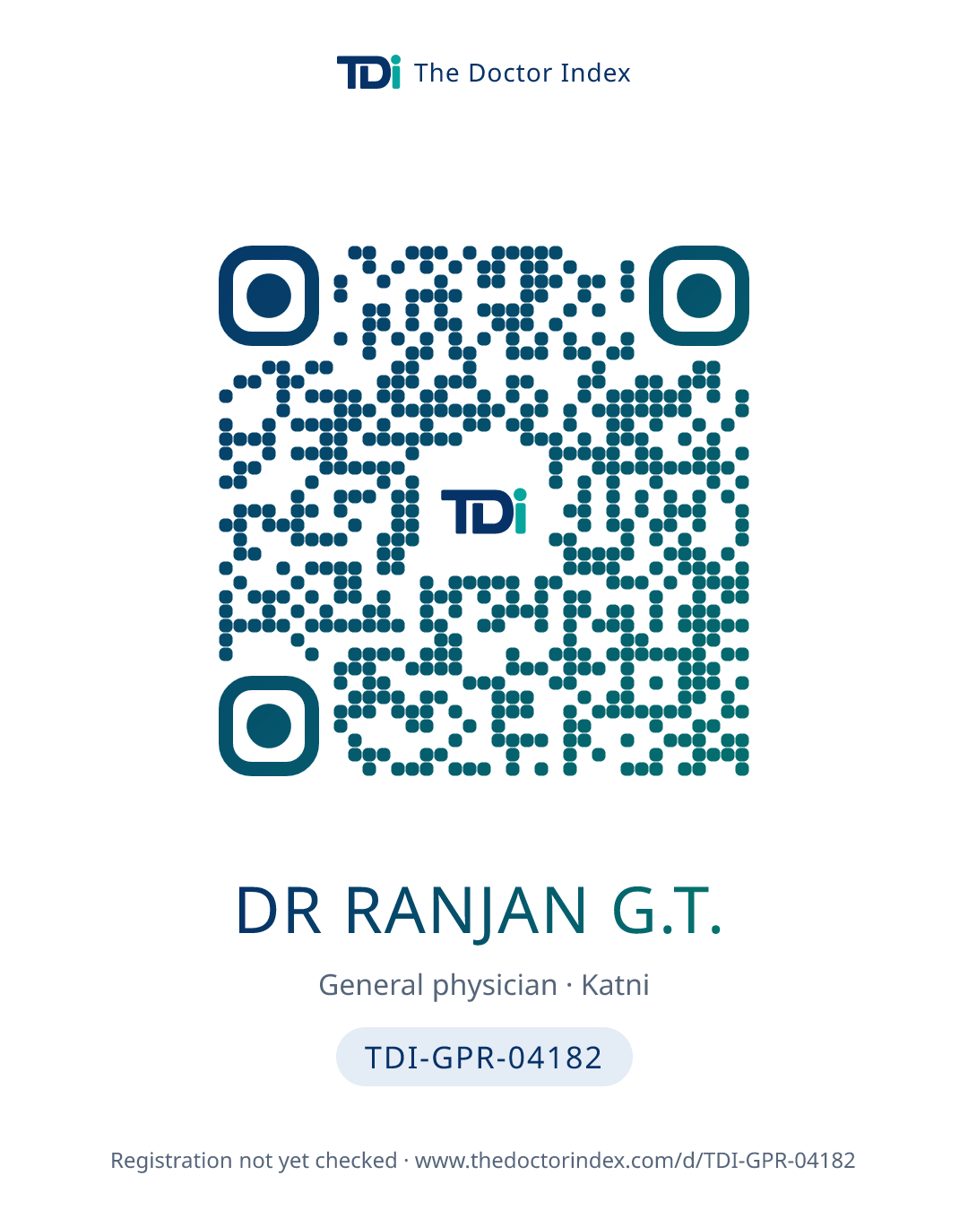 QR card for Dr Ranjan G.T., TDI-GPR-04182