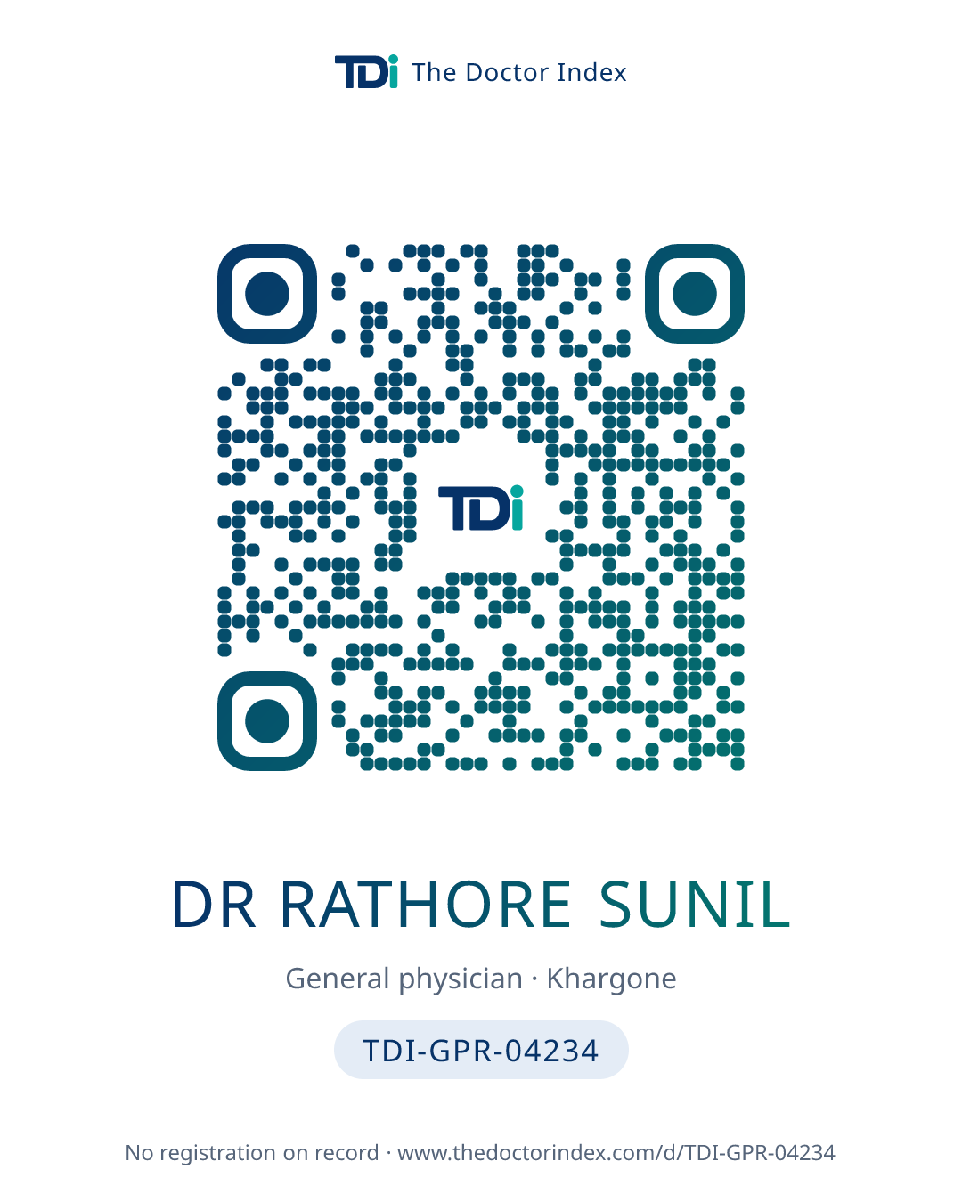 QR card for Dr Rathore Sunil, TDI-GPR-04234