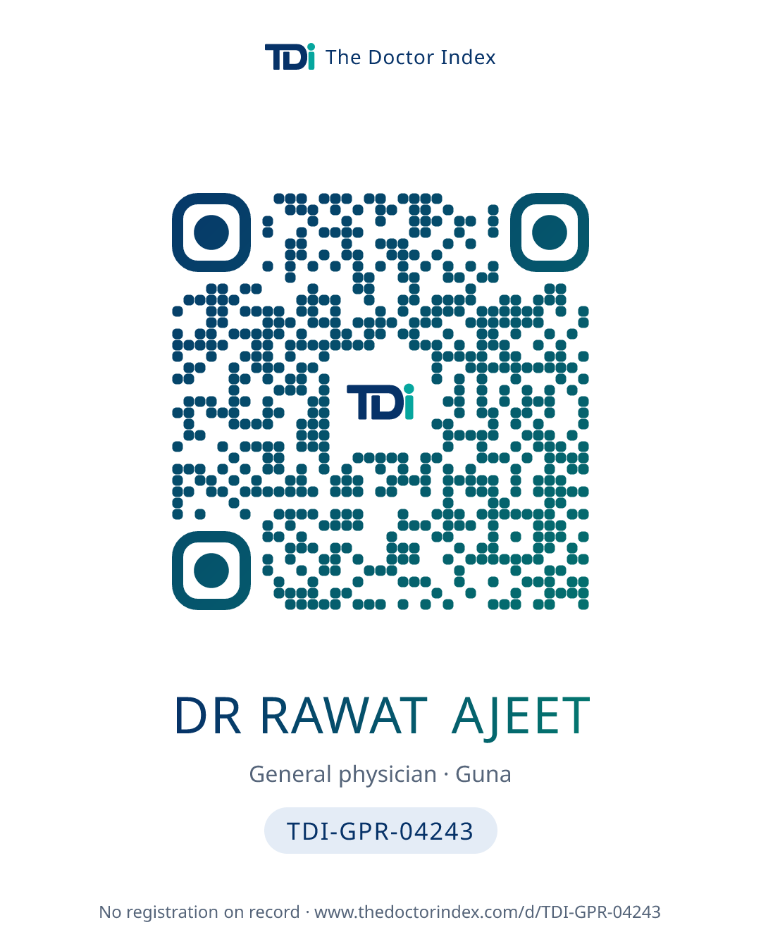 QR card for Dr Rawat Ajeet, TDI-GPR-04243
