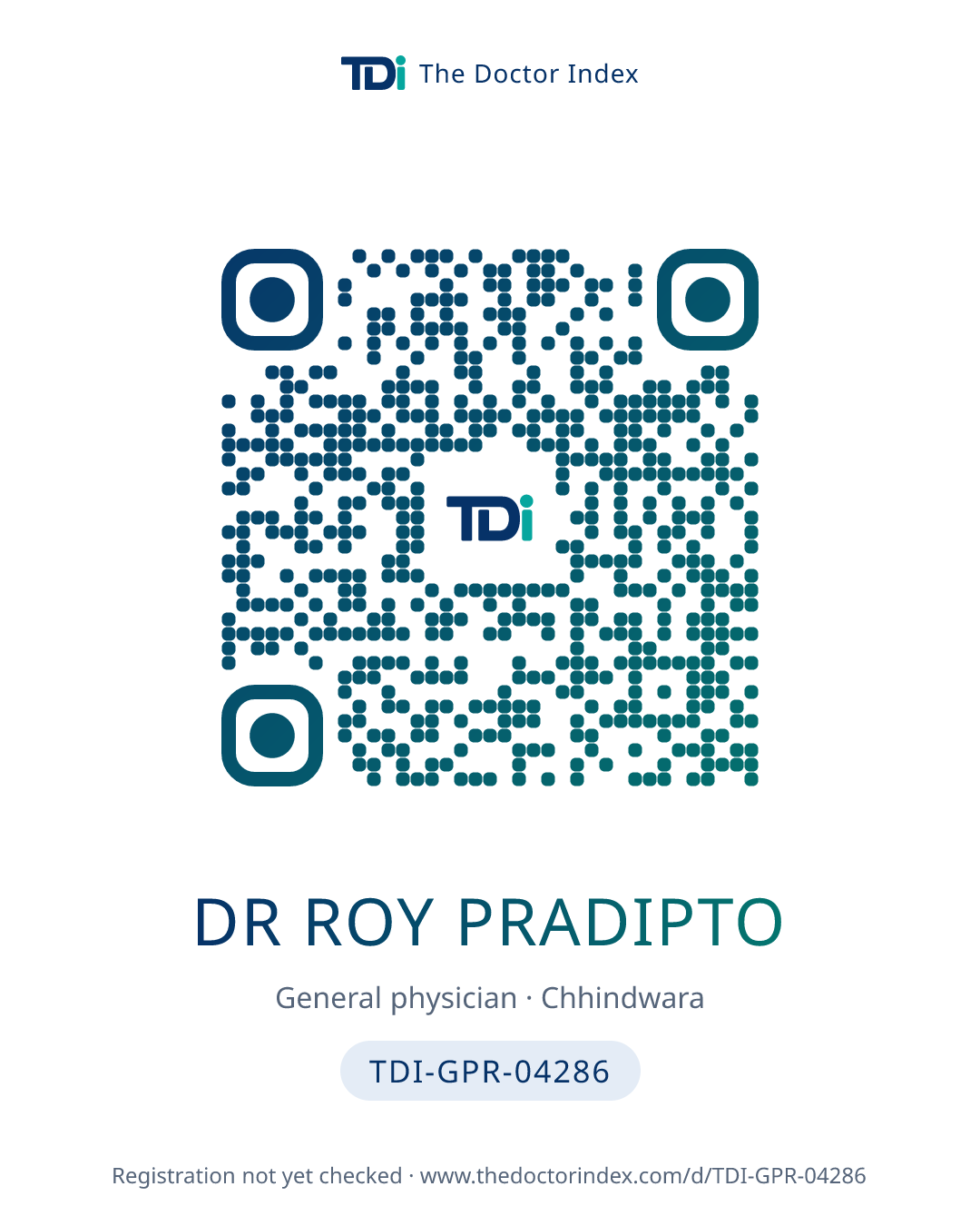 QR card for Dr Roy Pradipto, TDI-GPR-04286