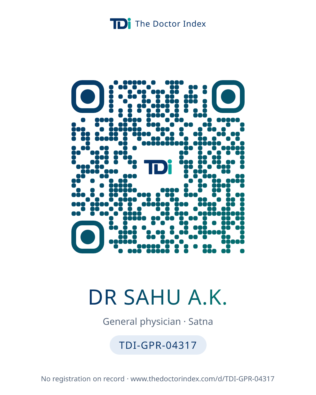 QR card for Dr Sahu A.K., TDI-GPR-04317