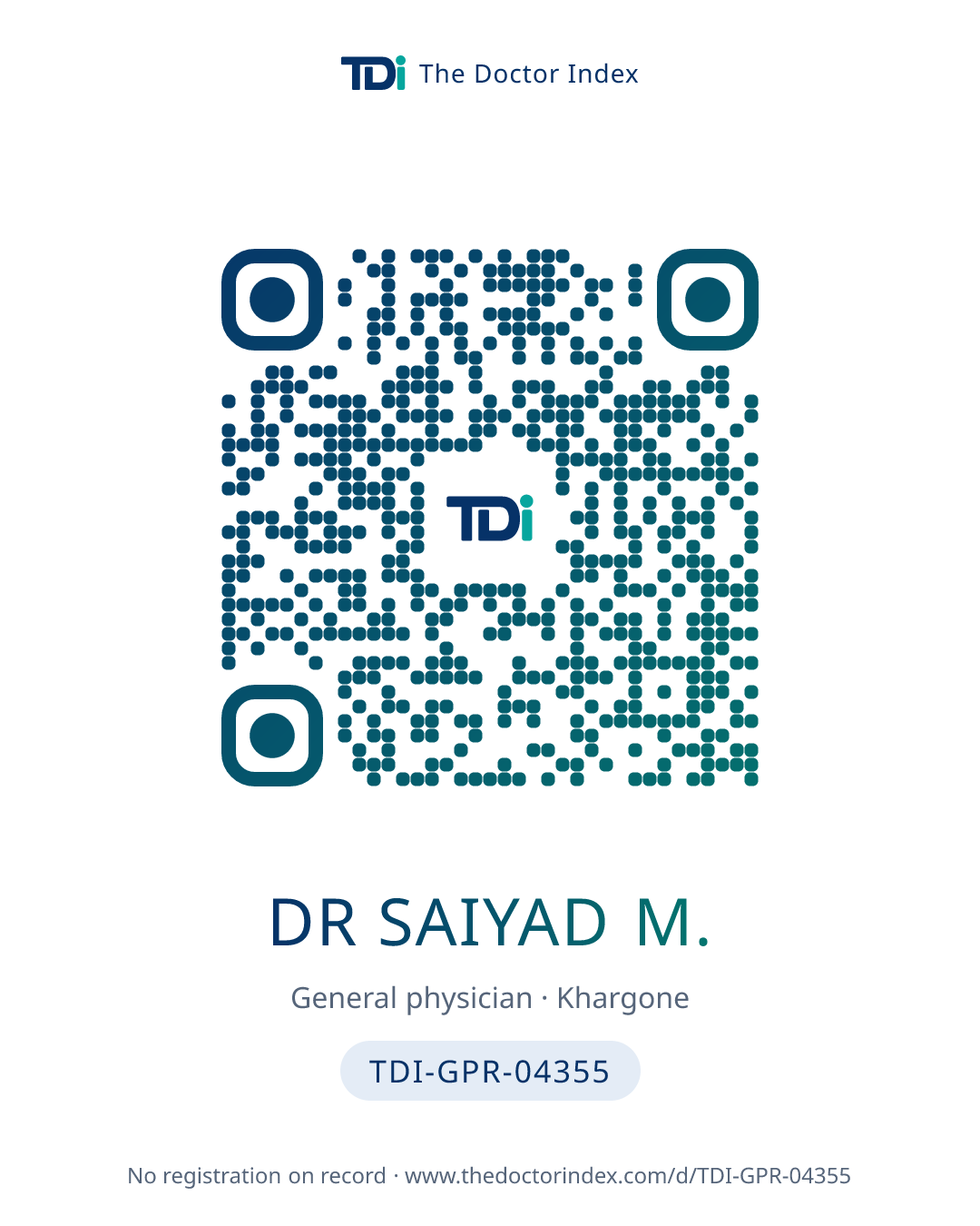 QR card for Dr Saiyad M., TDI-GPR-04355