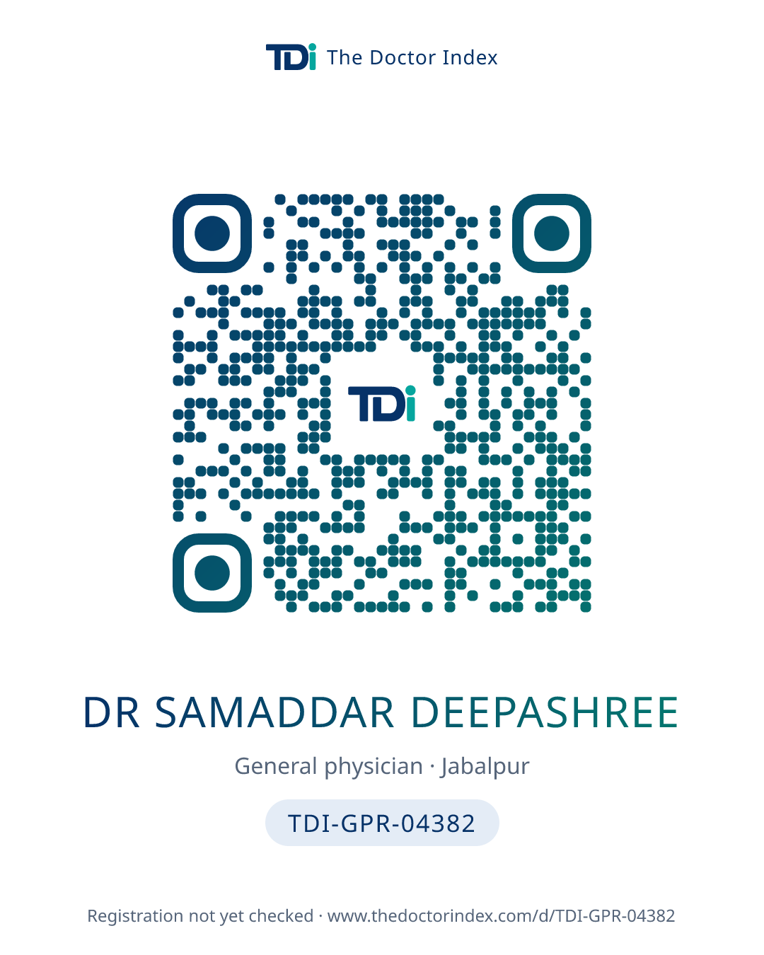QR card for Dr Samaddar Deepashree, TDI-GPR-04382