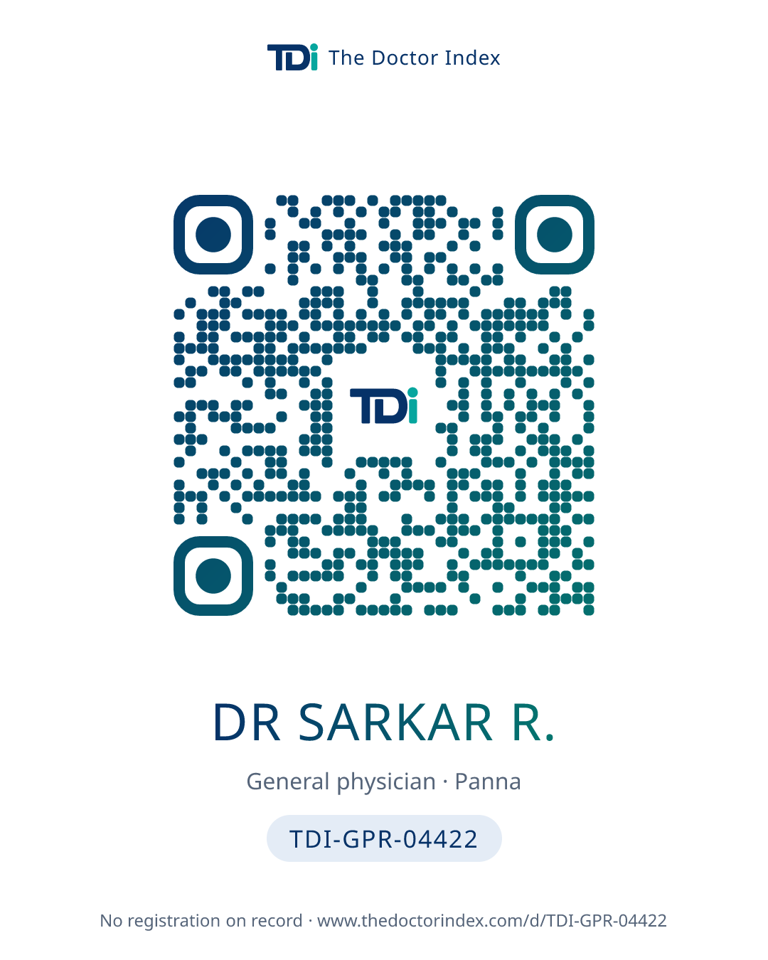 QR card for Dr Sarkar R., TDI-GPR-04422