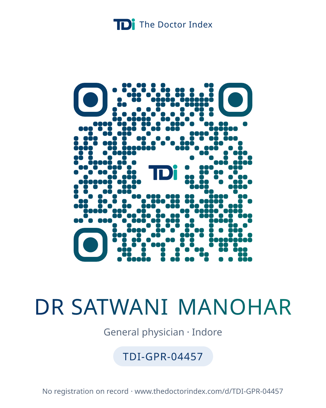 QR card for Dr Satwani Manohar, TDI-GPR-04457