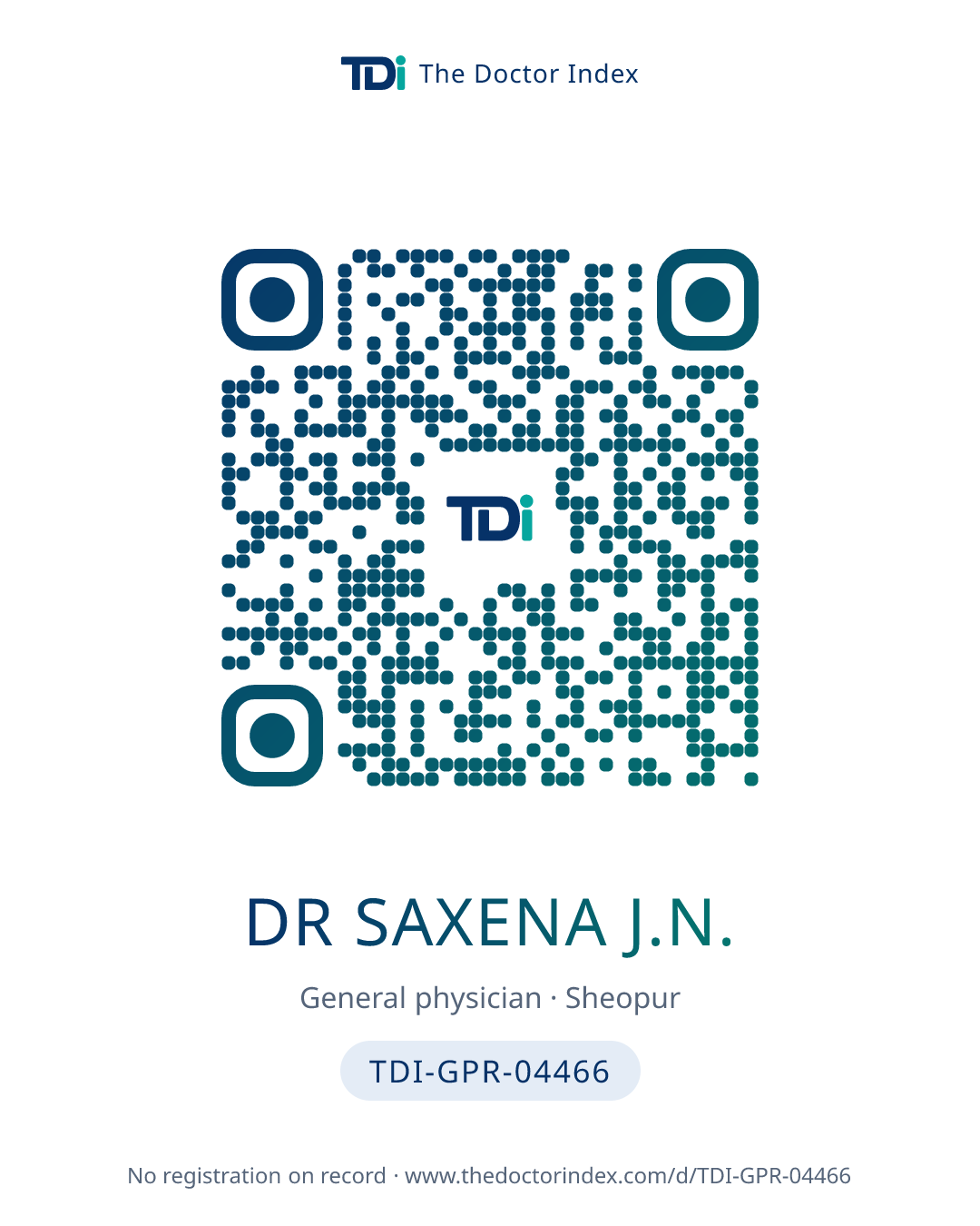 QR card for Dr Saxena J.N., TDI-GPR-04466