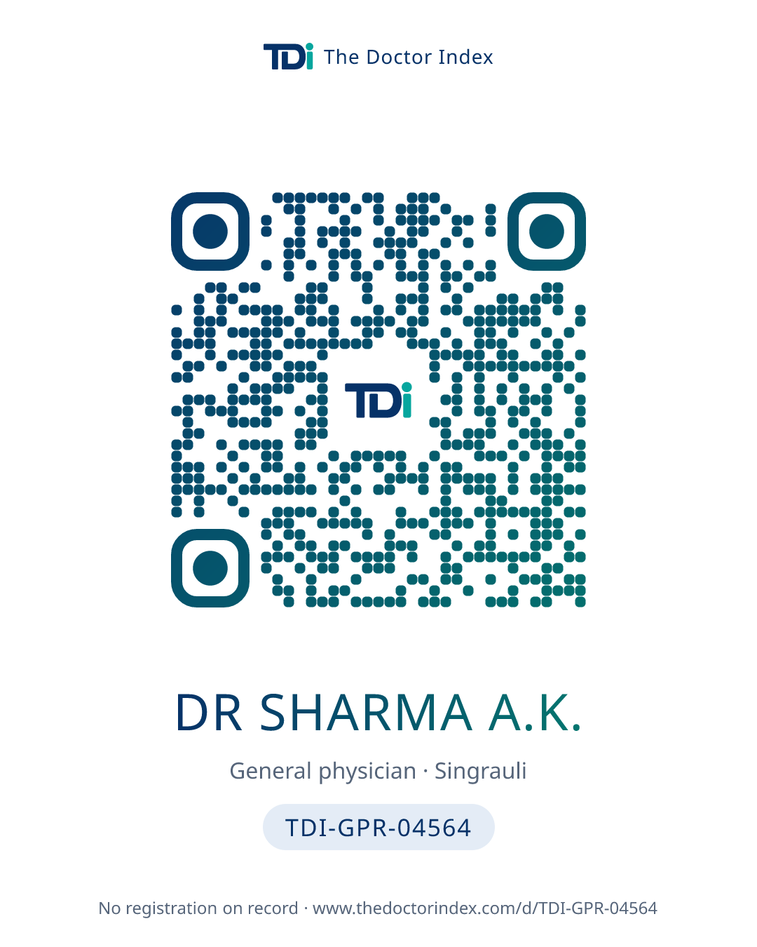 QR card for Dr Sharma A.K., TDI-GPR-04564