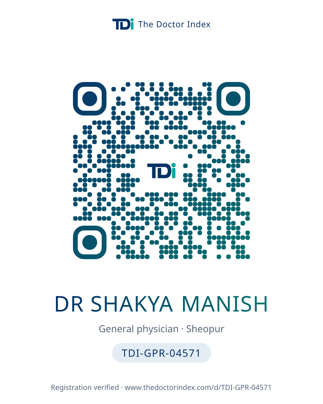 QR card for Dr Shakya Manish, TDI-GPR-04571