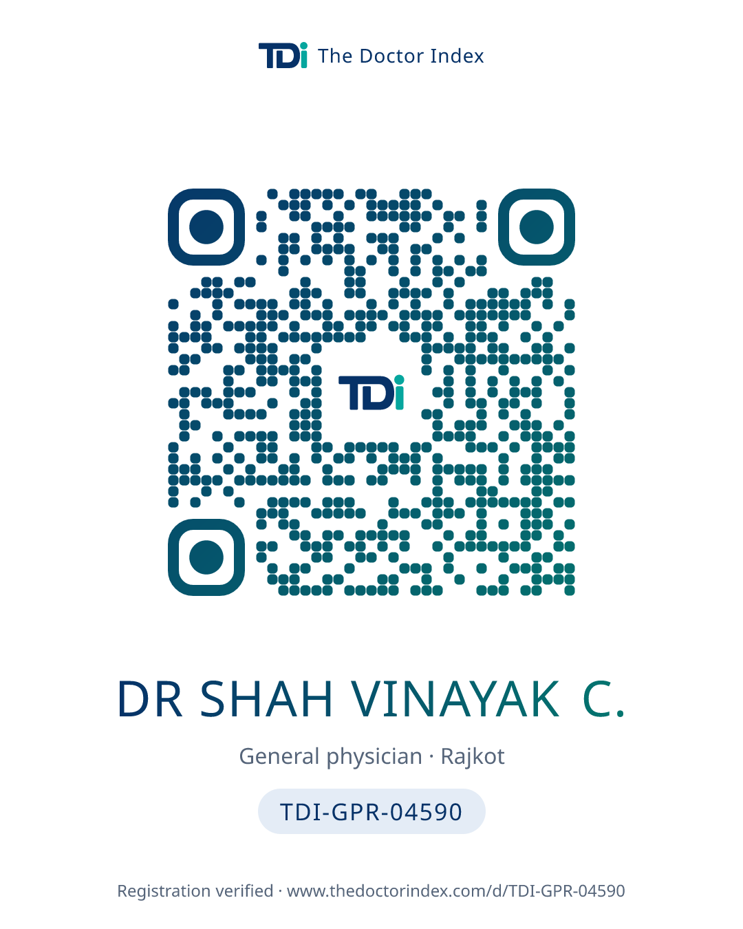 QR card for Dr Shah Vinayak C., TDI-GPR-04590