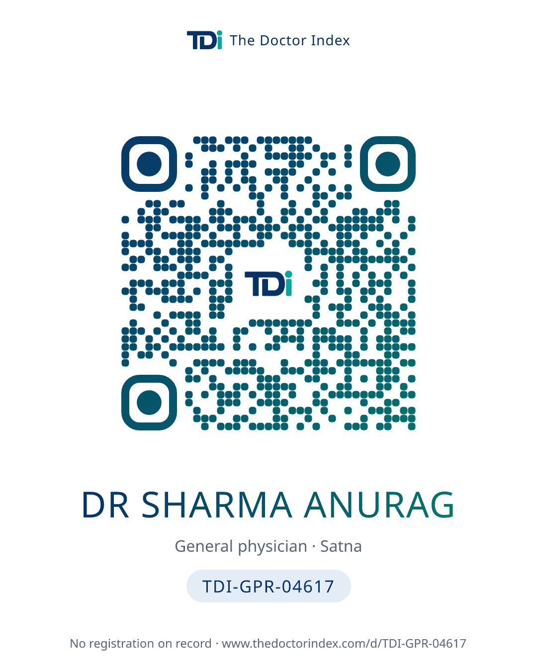 QR card for Dr Sharma Anurag, TDI-GPR-04617