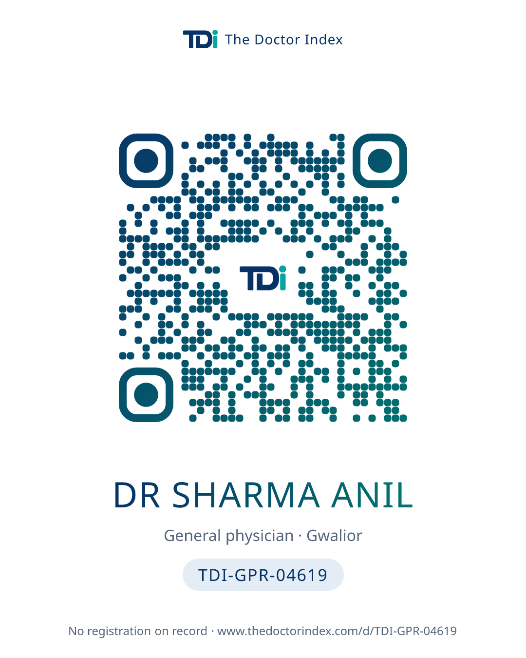 QR card for Dr Sharma Anil, TDI-GPR-04619