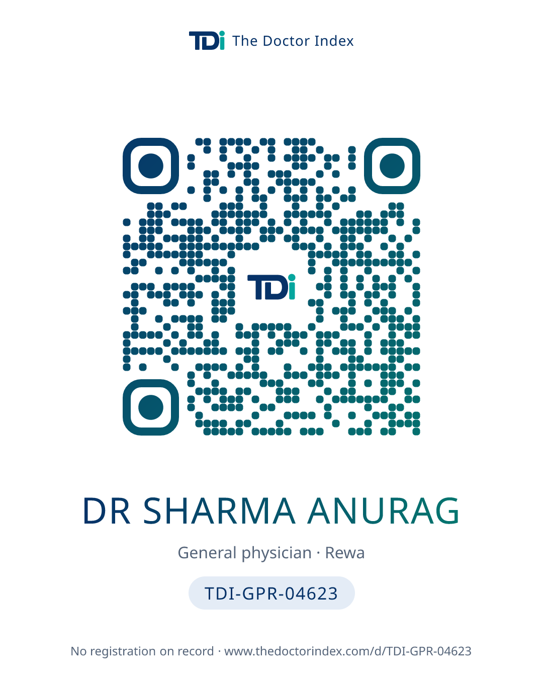 QR card for Dr Sharma Anurag, TDI-GPR-04623