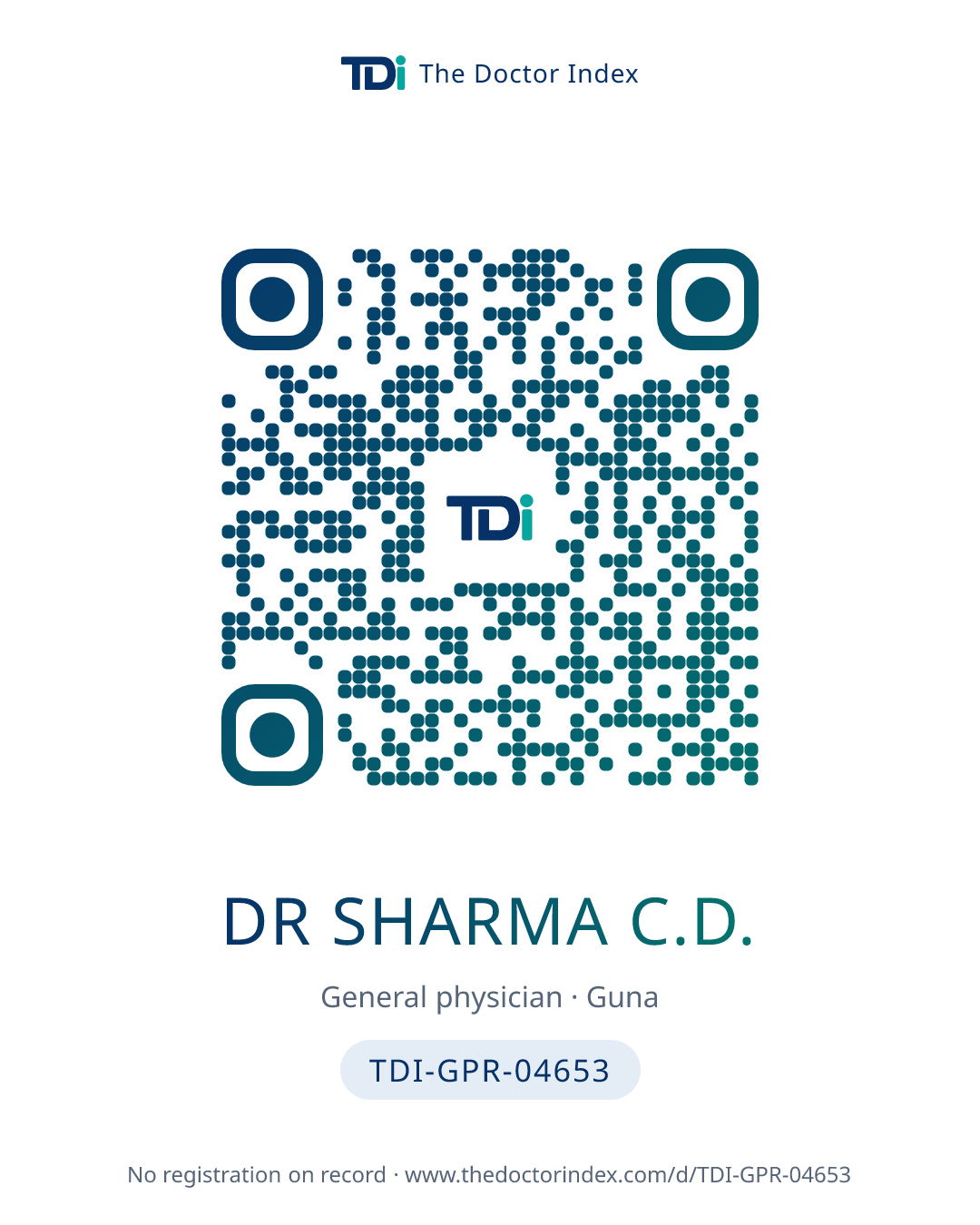 QR card for Dr Sharma C.D., TDI-GPR-04653