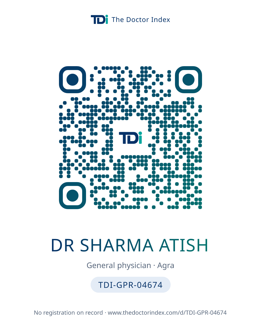 QR card for Dr Sharma Atish, TDI-GPR-04674