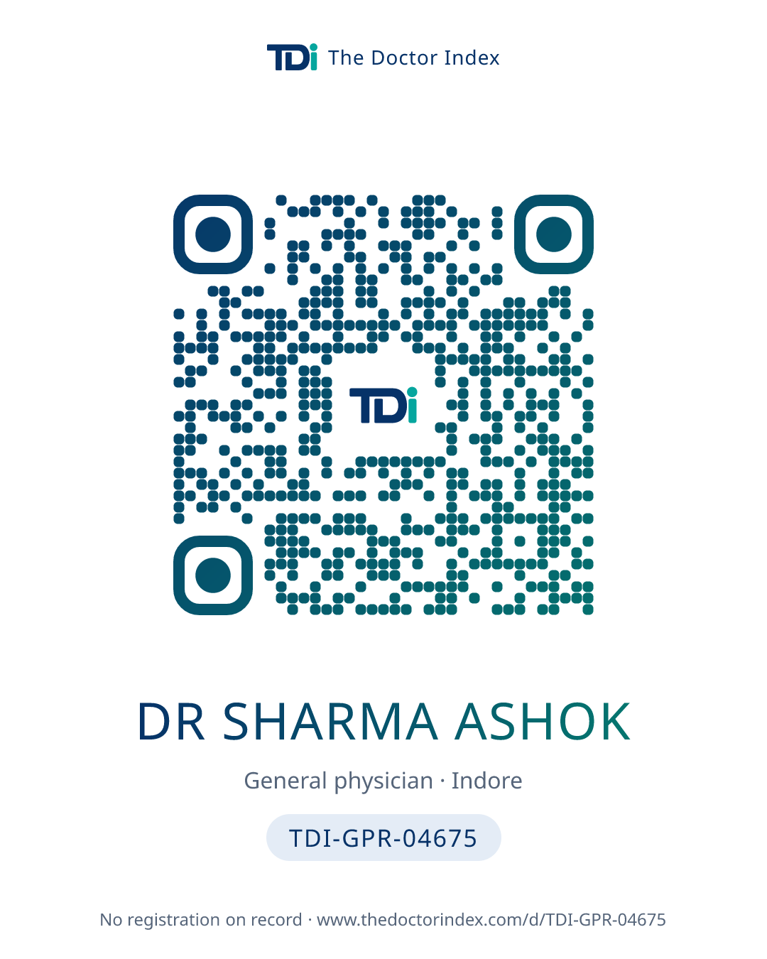 QR card for Dr Sharma Ashok, TDI-GPR-04675