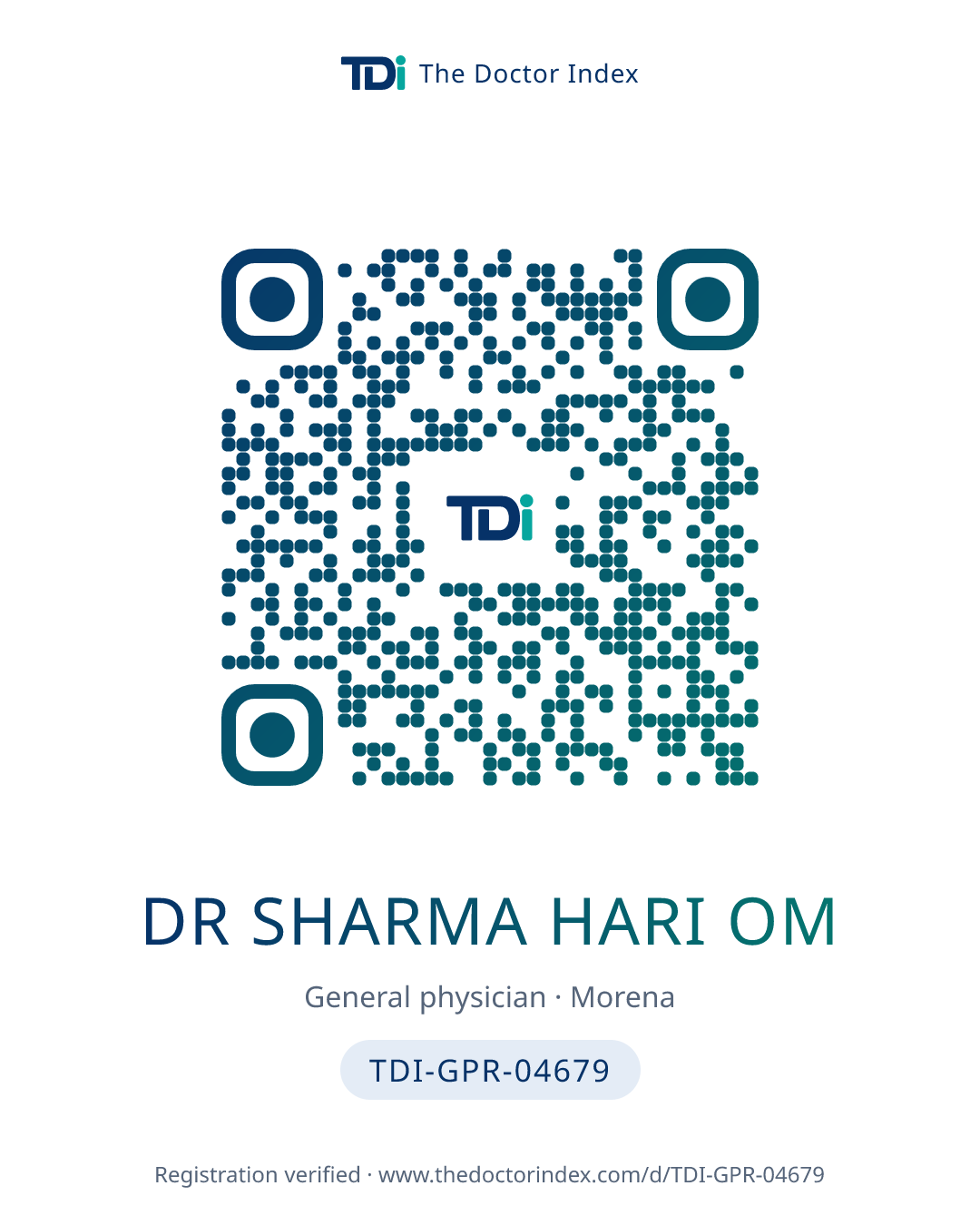 QR card for Dr Sharma Hari Om, TDI-GPR-04679