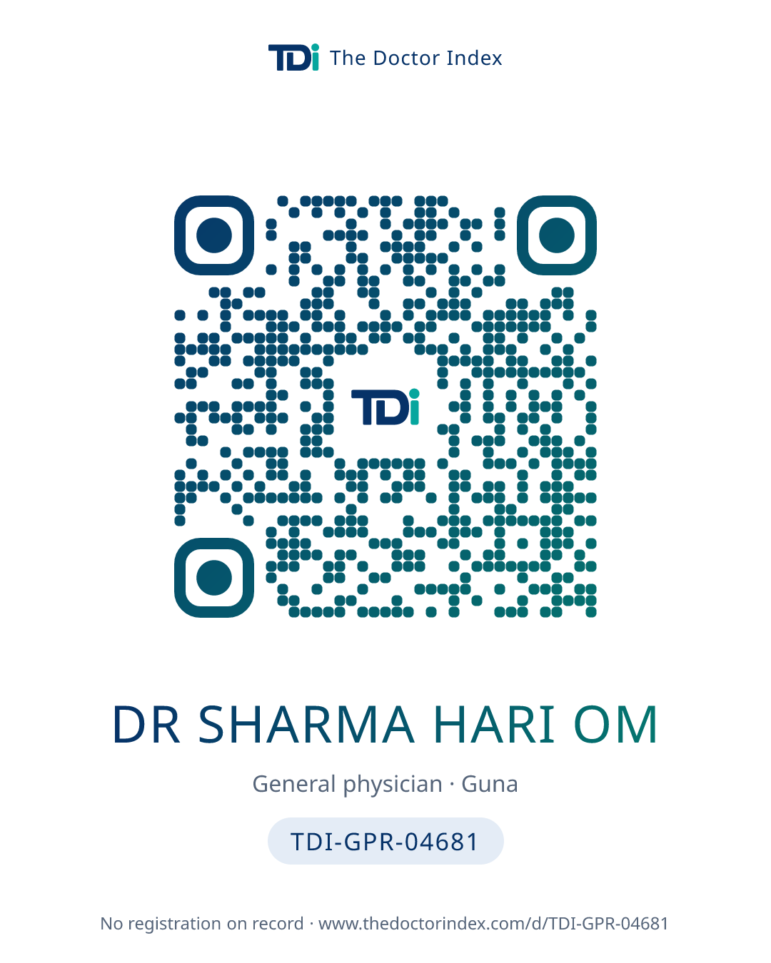 QR card for Dr Sharma Hari Om, TDI-GPR-04681