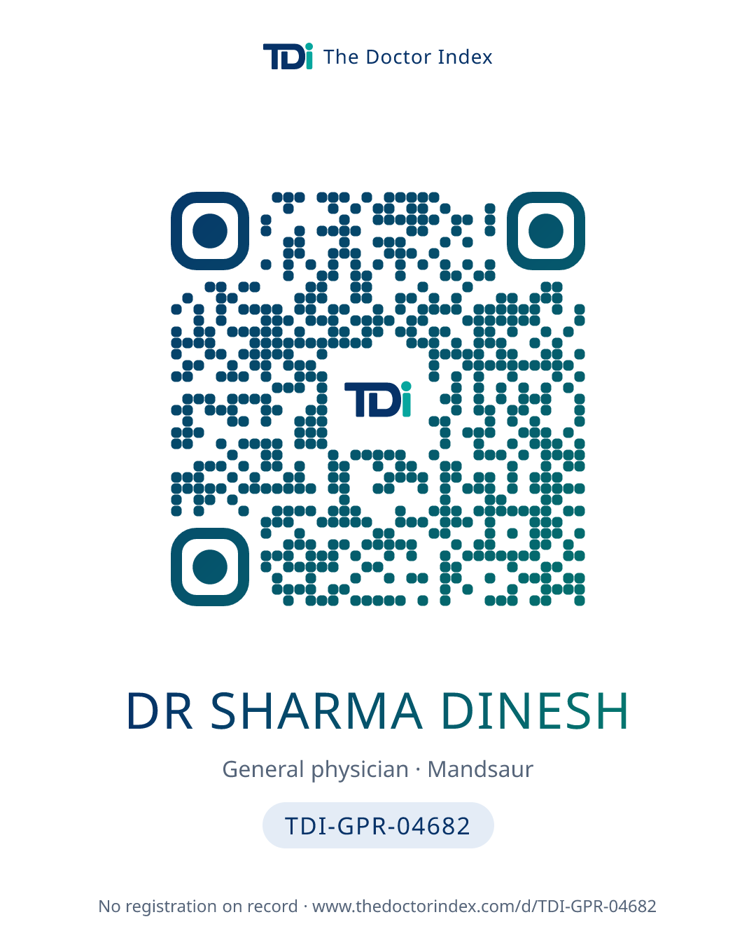 QR card for Dr Sharma Dinesh, TDI-GPR-04682