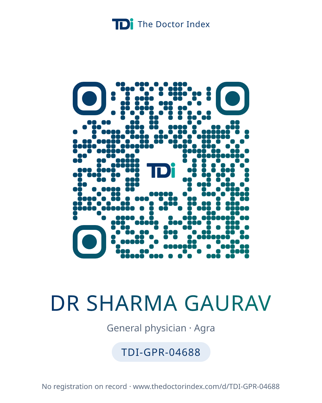 QR card for Dr Sharma Gaurav, TDI-GPR-04688