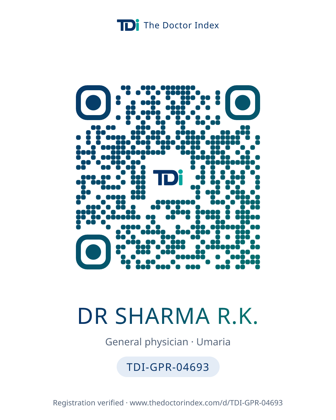 QR card for Dr Sharma R.K., TDI-GPR-04693