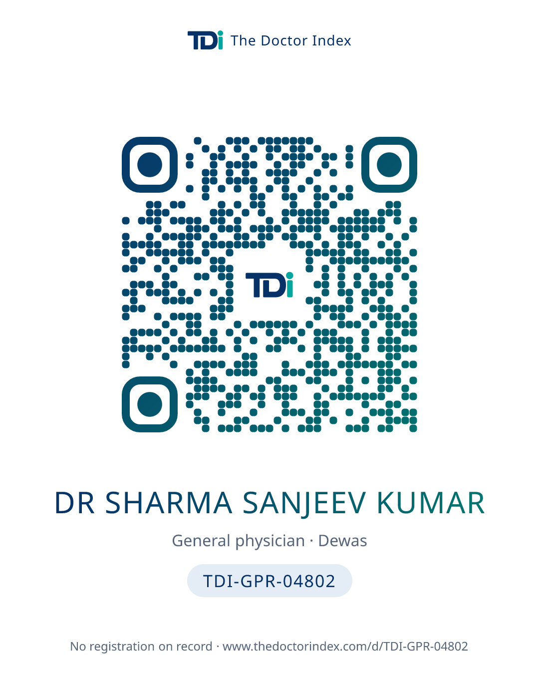 QR card for Dr Sharma Sanjeev Kumar, TDI-GPR-04802