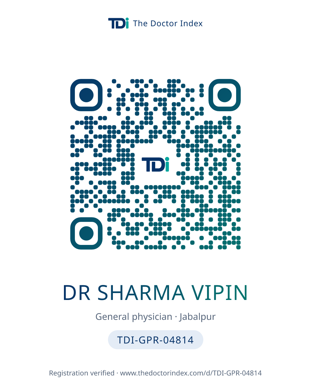 QR card for Dr Sharma Vipin, TDI-GPR-04814