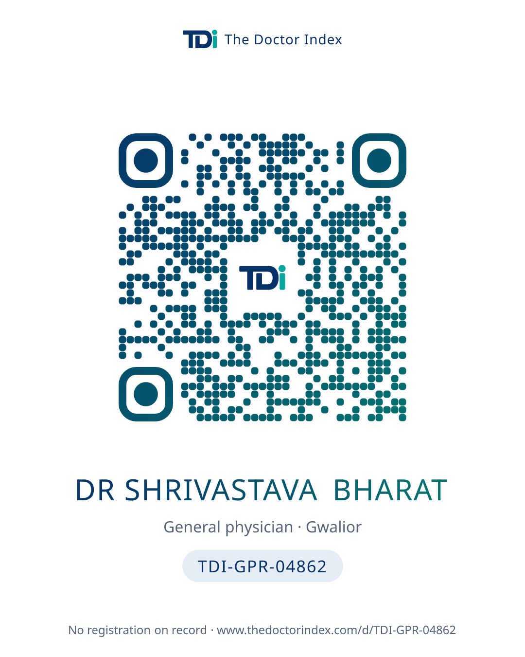 QR card for Dr Shrivastava Bharat, TDI-GPR-04862