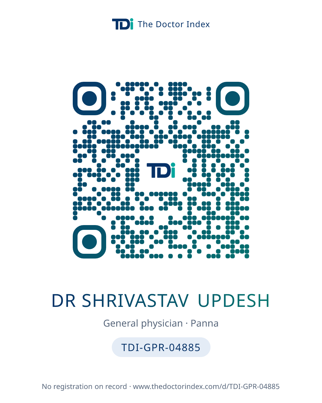 QR card for Dr Shrivastav Updesh, TDI-GPR-04885