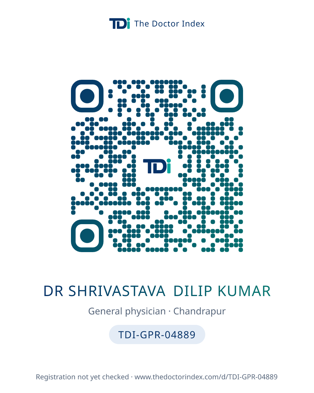 QR card for Dr Shrivastava Dilip Kumar, TDI-GPR-04889