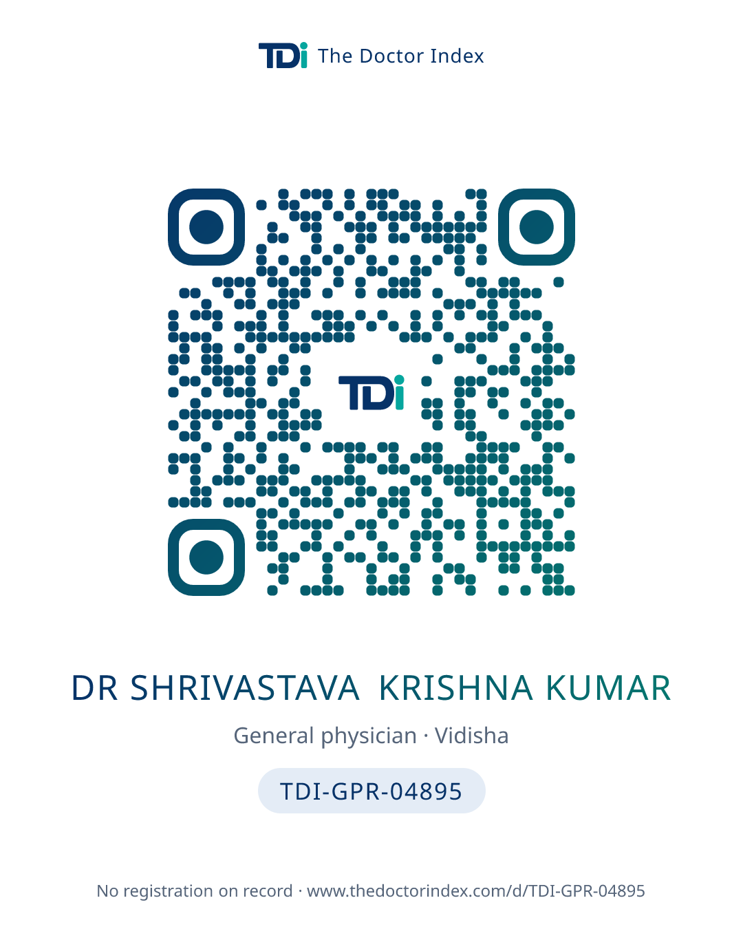 QR card for Dr Shrivastava Krishna Kumar, TDI-GPR-04895