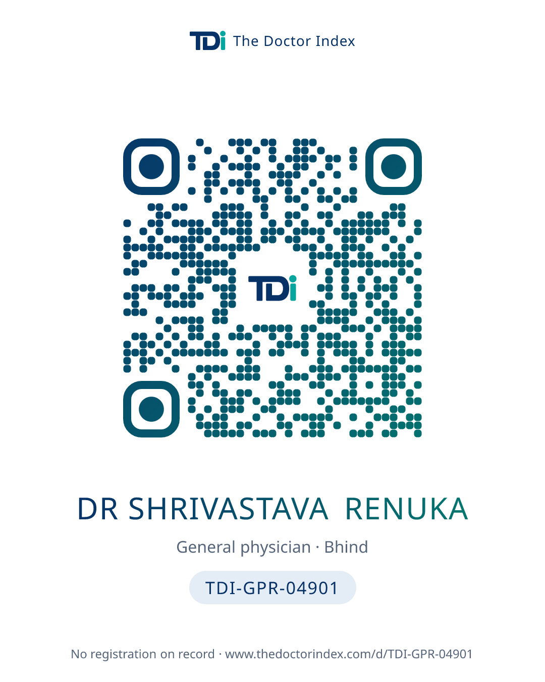 QR card for Dr Shrivastava Renuka, TDI-GPR-04901