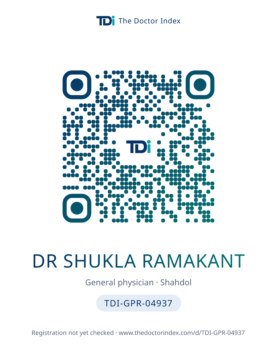 QR card for Dr Shukla Ramakant, TDI-GPR-04937