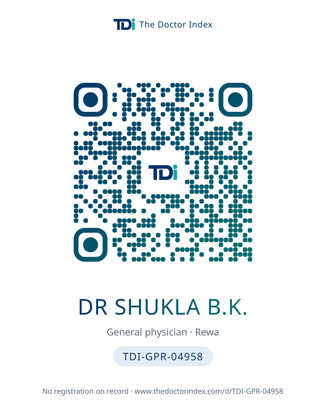 QR card for Dr Shukla B.K., TDI-GPR-04958