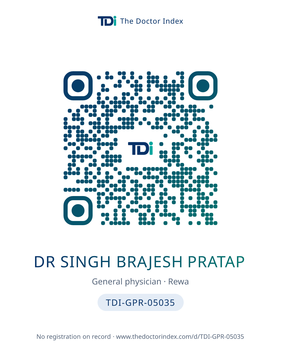 QR card for Dr Singh Brajesh Pratap, TDI-GPR-05035