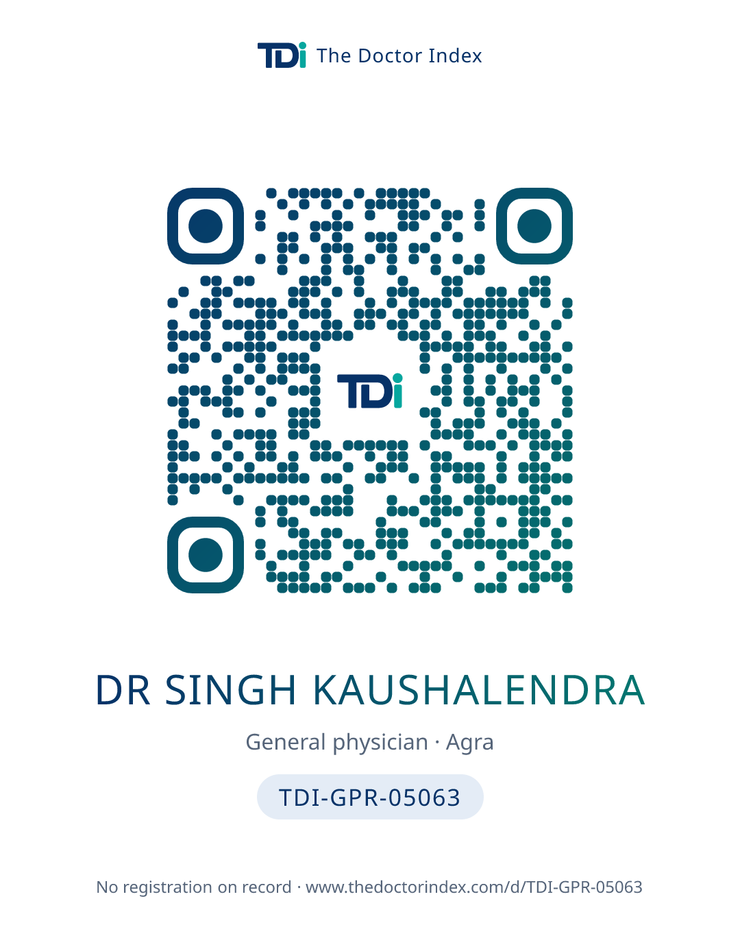 QR card for Dr Singh Kaushalendra, TDI-GPR-05063