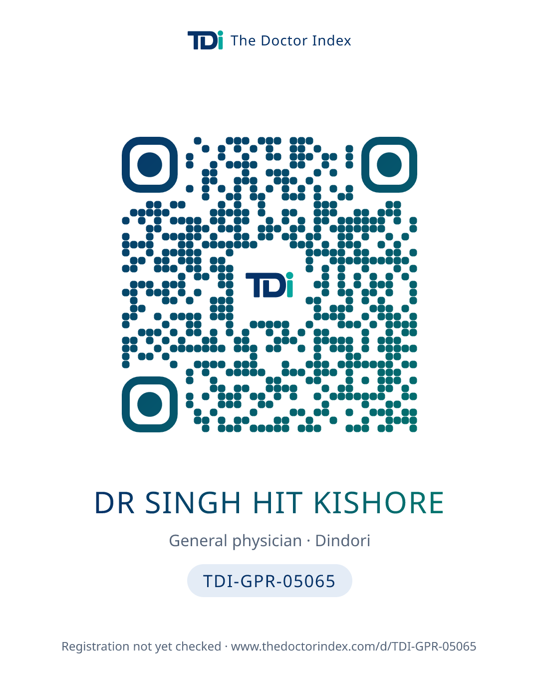 QR card for Dr Singh Hit Kishore, TDI-GPR-05065