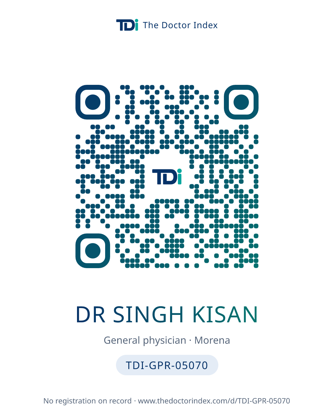 QR card for Dr Singh Kisan, TDI-GPR-05070