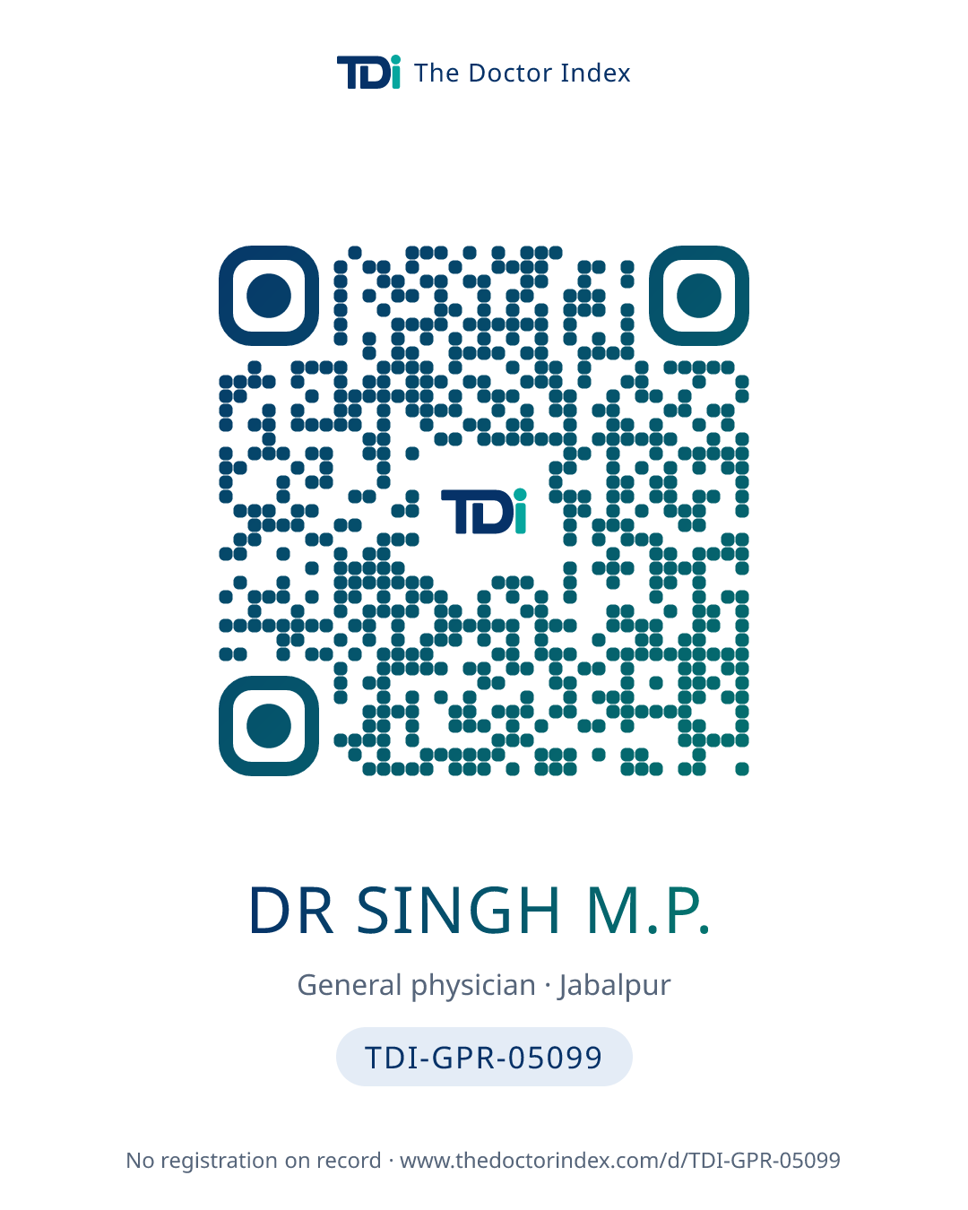 QR card for Dr Singh M.P., TDI-GPR-05099